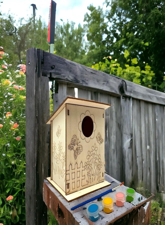 Cliths Wooden Birdhouse Crafting Kit: 8 DIY Unfinished Bird Houses with Paints and Brush for Kids and Adults (4.13 x 3.92 Inch) - Image 5